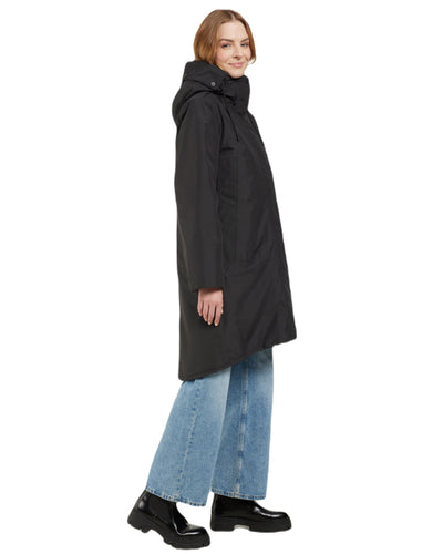 Black Coloured Didriksons Womens Elissa Parka On A White Background #colour_black