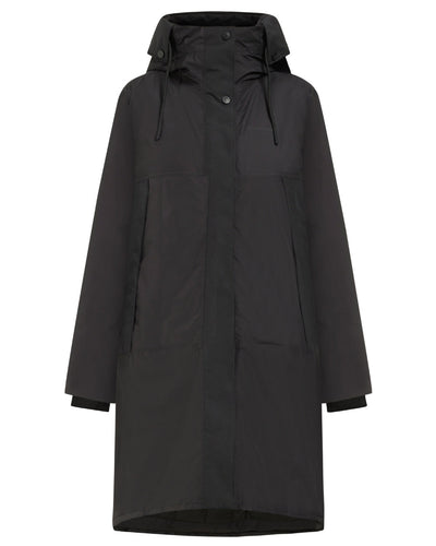 Black Coloured Didriksons Womens Elissa Parka On A White Background #colour_black