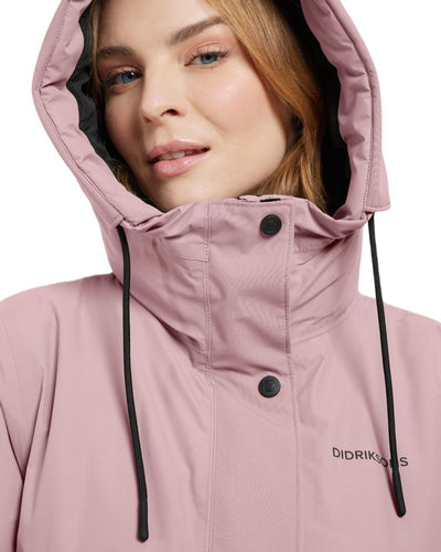 Oyster Lilac Coloured Didriksons Womens Elissa Parka On A White Background #colour_oyster-lilac