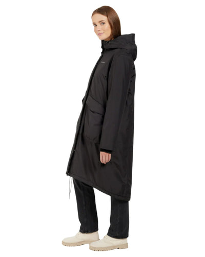 Black Coloured Didriksons Womens Fara Parka On A White Background #colour_black