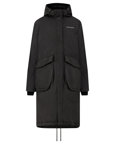 Black Coloured Didriksons Womens Fara Parka On A White Background #colour_black