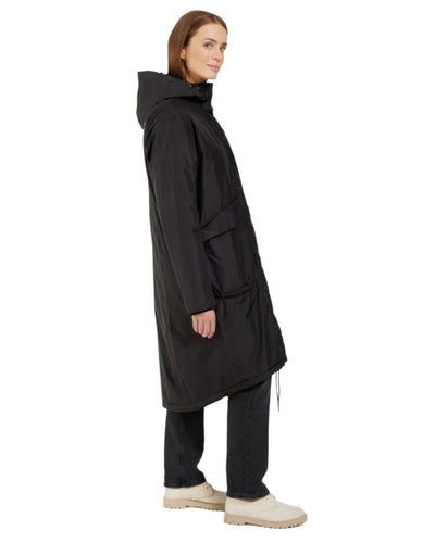 Black Coloured Didriksons Womens Fara Parka On A White Background #colour_black