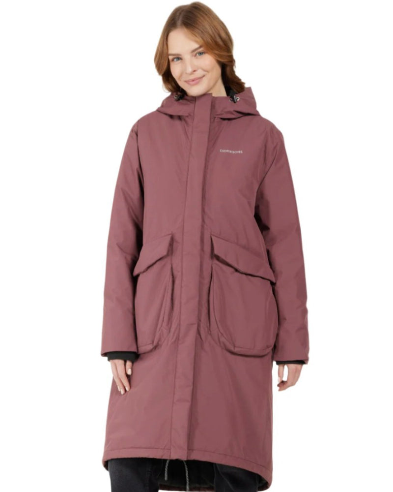 Old Rust Coloured Didriksons Womens Fara Parka On A White Background 