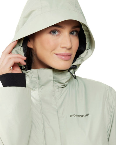 Wilted Leaf Coloured Didriksons Womens Fara Parka On A White Background #colour_wilted-leaf