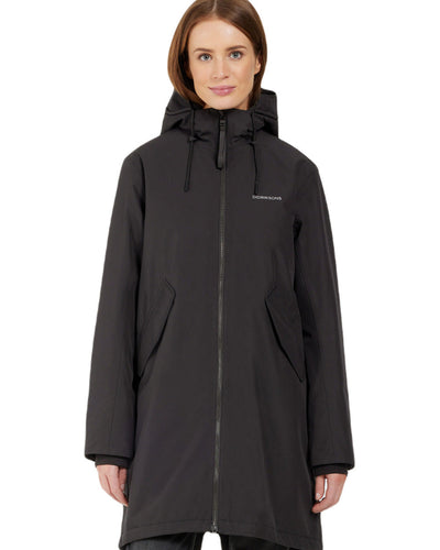 Black Coloured Didriksons Womens Fia Parka On A White Background #colour_black