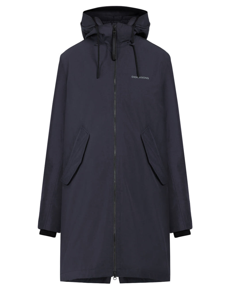 Dark Night Blue Coloured Didriksons Womens Fia Parka On A White Background 