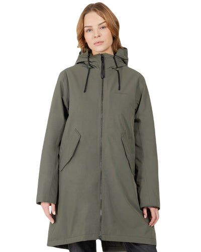 Deep Green Coloured Didriksons Womens Fia Parka On A White Background #colour_deep-green