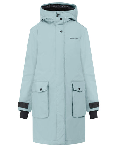 Factory Blue Coloured Didriksons Womens Ilsa Parka On A White Background #colour_factory-blue