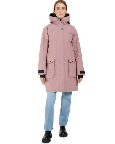 Faded Wine Coloured Didriksons Womens Ilsa Parka On A White Background #colour_faded-wine