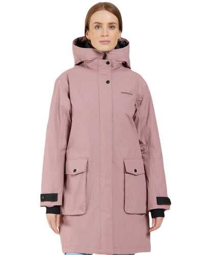 Faded Wine Coloured Didriksons Womens Ilsa Parka On A White Background #colour_faded-wine