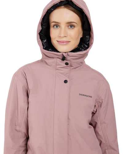 Faded Wine Coloured Didriksons Womens Ilsa Parka On A White Background #colour_faded-wine