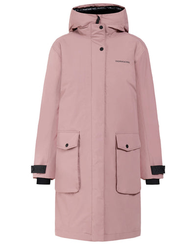 Faded Wine Coloured Didriksons Womens Ilsa Parka On A White Background #colour_faded-wine