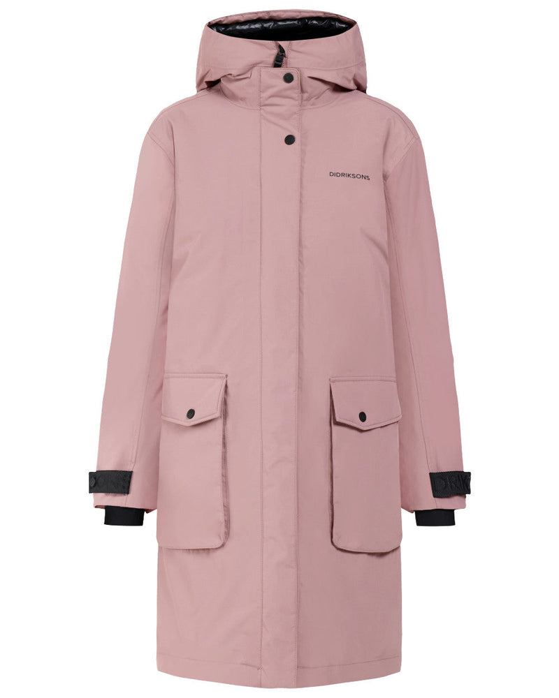 Faded Wine Coloured Didriksons Womens Ilsa Parka On A White Background 