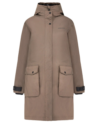 Mocha Brown Coloured Didriksons Womens Ilsa Parka On A White Background #colour_mocha-brown