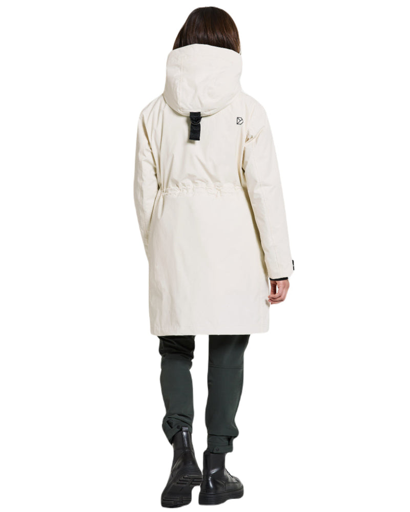 White Foam Coloured Didriksons Womens Ilsa Parka On A White Background 