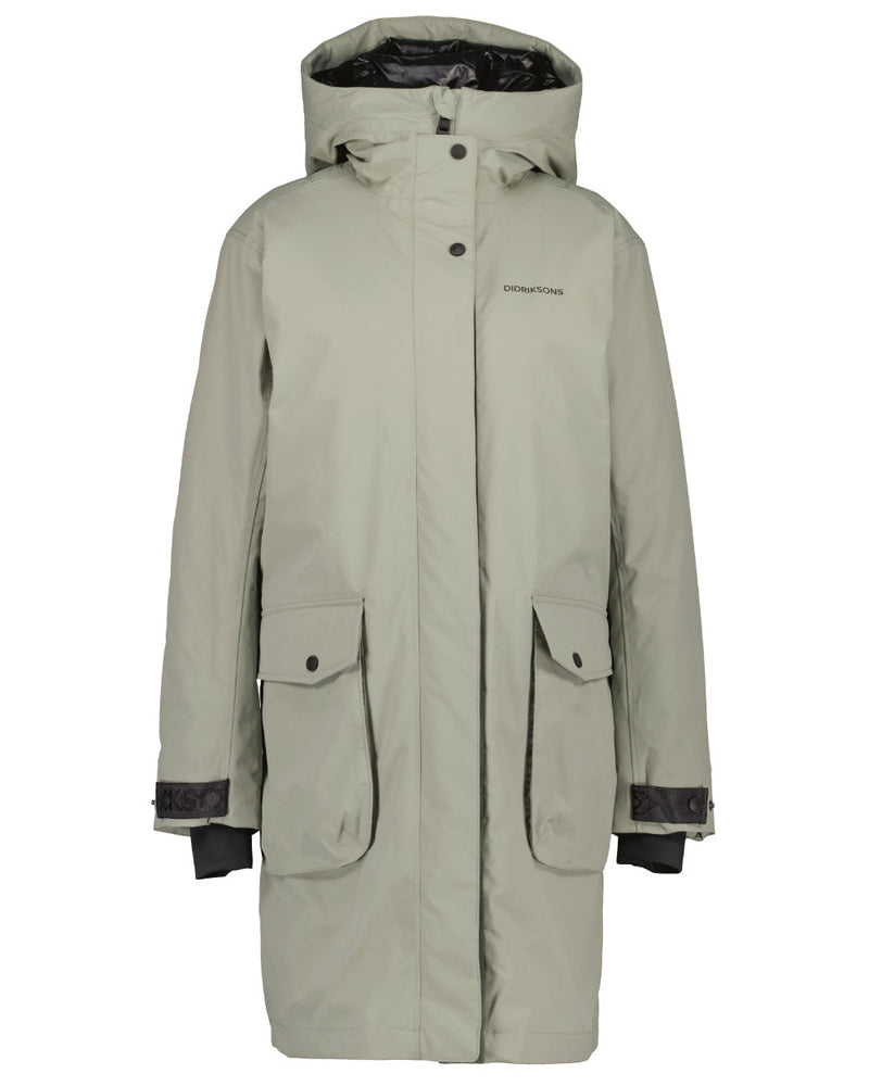 Wilted Leaf Coloured Didriksons Womens Ilsa Parka On A White Background 