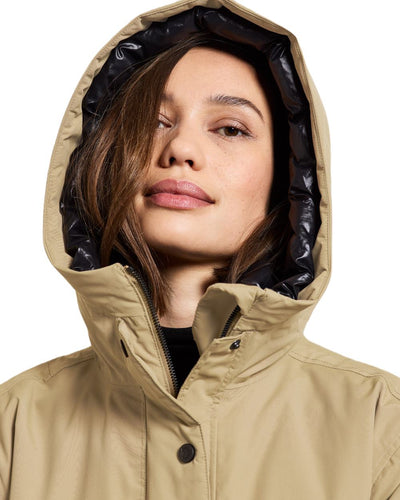 Wood Coloured Didriksons Womens Ilsa Parka On A White Background #colour_wood