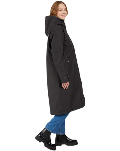 Black Coloured Didriksons Womens Mia Long Parka 2 On A White Background #colour_black