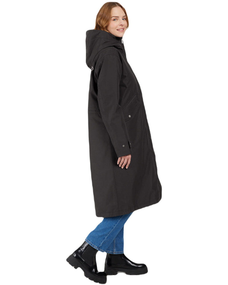 Black Coloured Didriksons Womens Mia Long Parka 2 On A White Background 