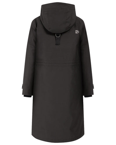 Black Coloured Didriksons Womens Mia Long Parka 2 On A White Background #colour_black