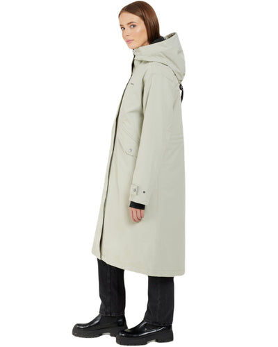 Wilted Leaf Coloured Didriksons Womens Mia Long Parka 2 On A White Background #colour_wilted-leaf