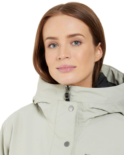 Wilted Leaf Coloured Didriksons Womens Mia Long Parka 2 On A White Background #colour_wilted-leaf