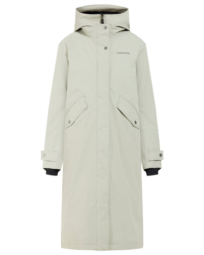 Wilted Leaf Coloured Didriksons Womens Mia Long Parka 2 On A White Background #colour_wilted-leaf