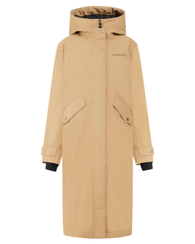 Wood Coloured Didriksons Womens Mia Long Parka 2 On A White Background #colour_wood