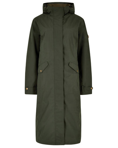 Pesto Coloured Dubarry Alderford Waterproof Coat On A White Background #colour_pesto