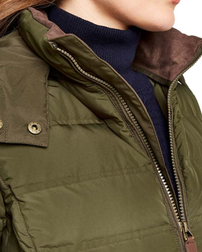 Olive Coloured Dubarry Ballybrophy Quilted Jacket On A White Background #colour_olive