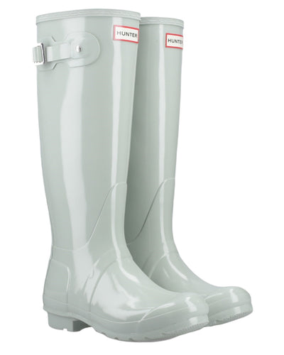 Seafoam Coloured Hunter Womens Original Tall Gloss Wellington Boots on White Background
#colour_seafoam