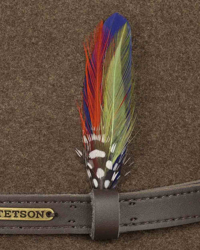 Brown Coloured Stetson Powell Traveller Felt Hat On A White Background #colour_brown