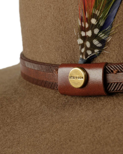 Dark Beige Coloured Stetson Rantoul Traveller Hat On A White Background #colour_dark-beige