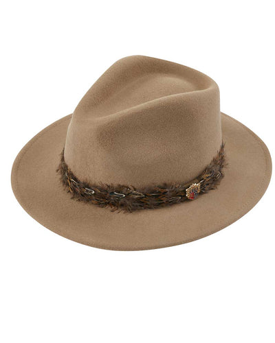 Mink Coloured Alan Paine Richmond Ladies Fedora On A White Background #colour_mink