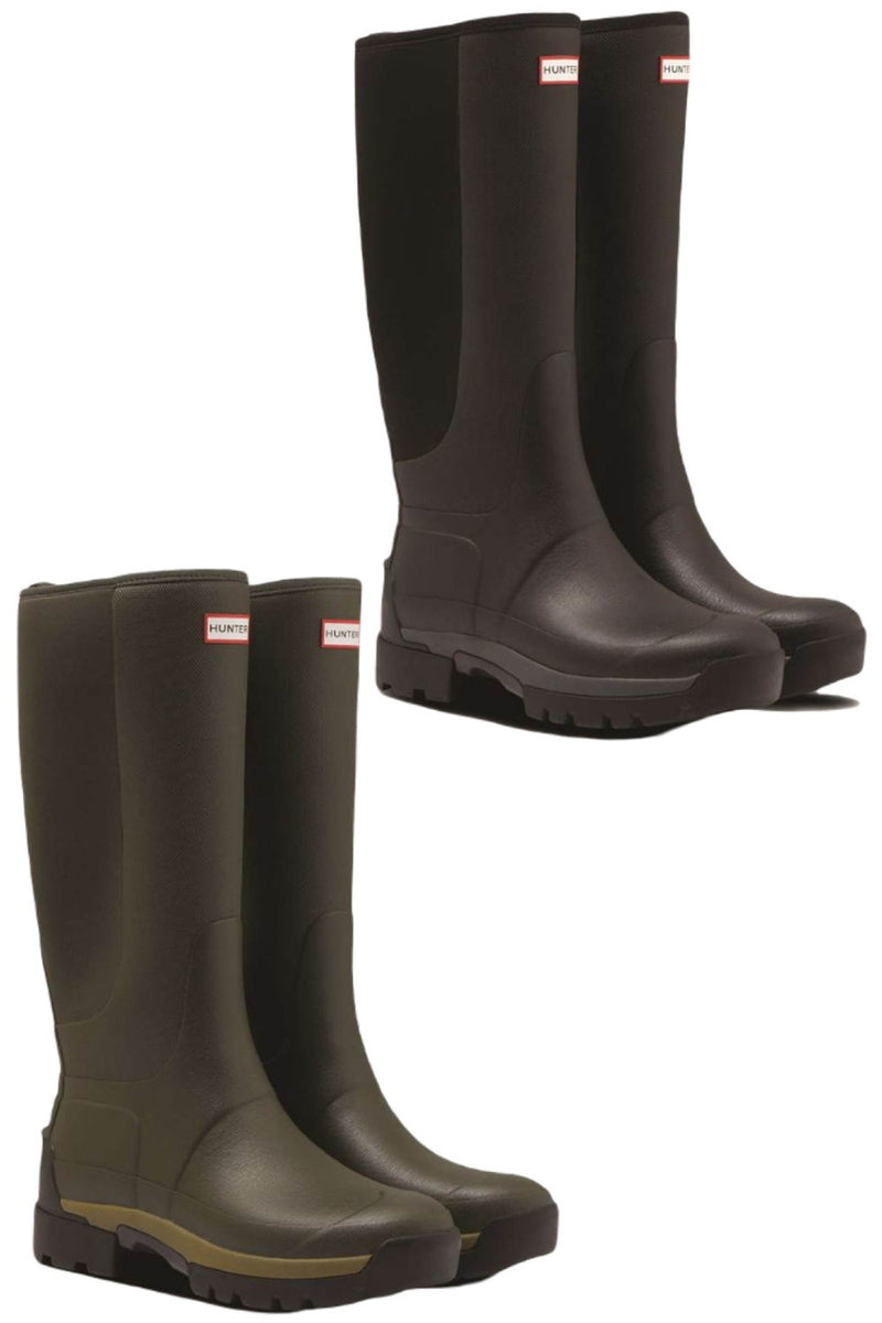 Hunter Mens Balmoral Hybrid Tall Wellington Boots In Black and Dark Olive